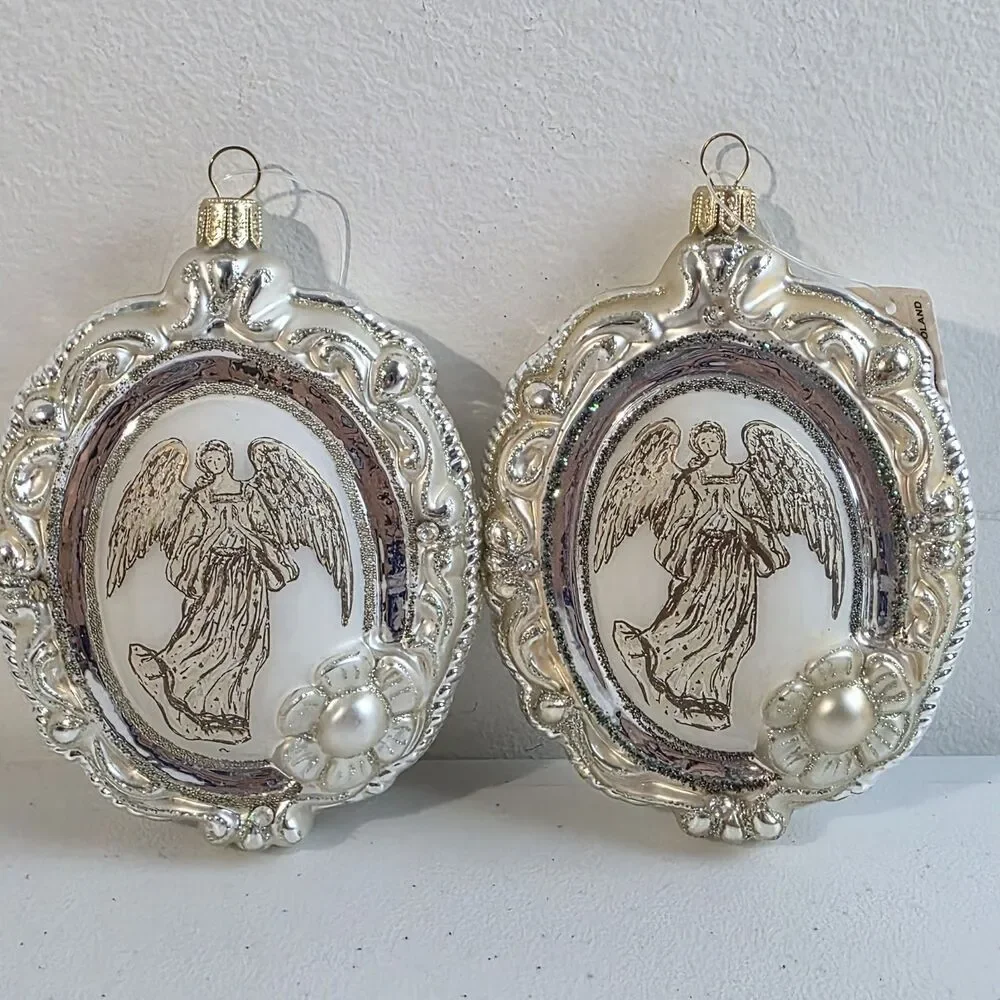 Blown Glass ANGEL Christmas Ornaments Oval Poland 5